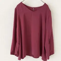 イノウェーブ　7分丈カットソー　ブラウス　レッド系　美品