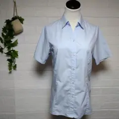 事務服 半袖 シャツ ブルー 水色 Lサイズのサムネイル