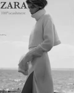 ZARA ザラ　カシミヤ100% ホワイト　タートルネック　クロップドニットのサムネイル