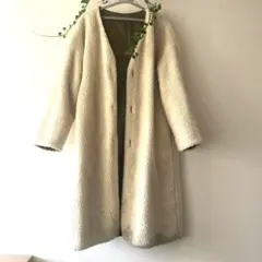 ボアとキルティングのロングコート