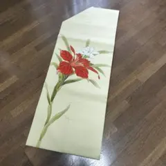 新品未使用 赤と白の花模様 袋帯