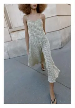 ZARA チェック柄ミディ丈ストラップワンピース S 新品未使用 - メルカリ