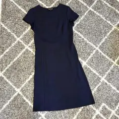 アニエスベー 半袖ロングワンピース ブラック 黒 無地 丸首 薄手