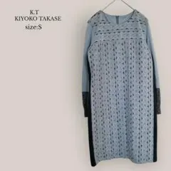 K.T KIYOKO TAKASE✨美品✨配色ワンピース　膝丈　ストレート S