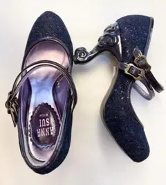 ANNA SUI ダークパープル ストラップ付きヒール 猫足 22cmのサムネイル
