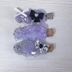【お値下けしました】ホイップデコ ヘアピン ヘアクリップ 紫 ハンドメイド