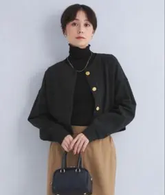 《新品》グリーンレーベル クロップド ドルマン カーディガン ダークグレー