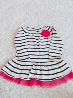 GAP 90cm ネイビー ボーダーワンピース お花