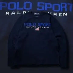 当時モノ 90s POLO SPORT ニット 星条旗 香港製 ネイビー