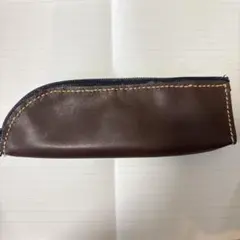 ハンドメイド ペンケース ブラウン ファスナー式 筆箱