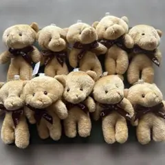 くま　ベージュのリボン付きぬいぐるみ10体セット