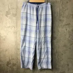 B954古着　チェックパンツ　パジャマパンツ　水色　青　白　黄　90s Y2K