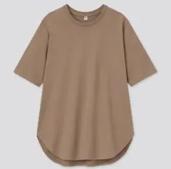 UNIQLO/ユニクロ　スムースコットンラウンドヘムロングT　ブラウン　XL
