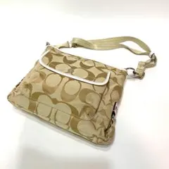 Coach コーチ ショルダーバッグ ベージュ キャンバス シグネイチャー