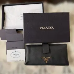 【美品】PRADA サフィアーノ レザー 長財布 ブラック カードケース/箱付きのサムネイル