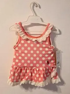 [新品・未使用] 女の子用水着 95cm ピンク・水玉