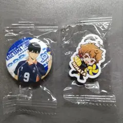 ハイキュー くら寿司 日向翔陽めじるしチャーム 影山飛雄缶バッジ 2点セット