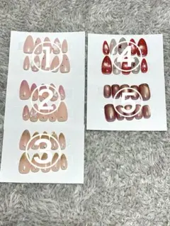 ネイルチップ まとめ売り！ マグネット ハートの女王風ネイル ビー玉 スナ系