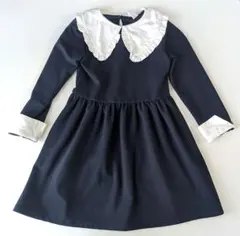 ZARA 襟付きワンピース ネイビー フリル襟 122cm