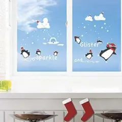 ウォールステッカー ペンギンのスケート 60027 クリスマス 冬