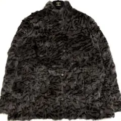 絹100% 毛皮コート ファーコート ジャケット レトロボタン グレー ブラック