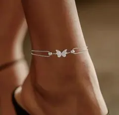 蝶モチーフ シルバー2連アンクレット バタフライ2連アンクレット