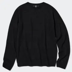 ユニクロ UNIQLO 3Dカシミヤクルーネックセーター（長袖） ブラック XL