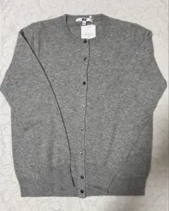 UNIQLO カシミヤクルーネックカーディガン M ライトグレー