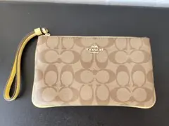 【美品】COACH シグネチャー 長財布 ラウンドファスナー ストラップ付き