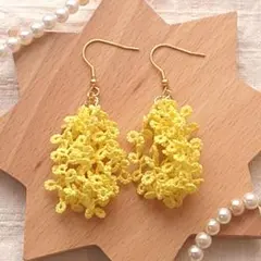 一点物 金属アレルギー対応ピアス タティングレースピアス ふさふさ フリンジ