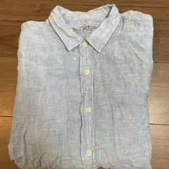 無印良品　リネン　長袖シャツ　Lサイズ　シャツ　ブルー