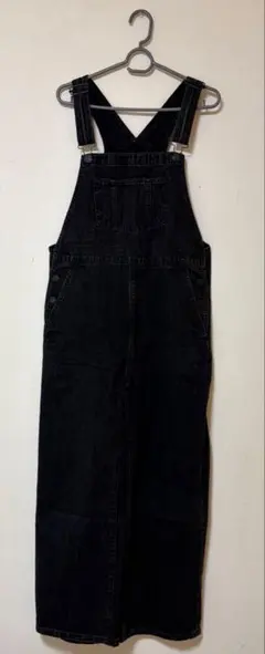 GU デニムサロペット ブラック L オーバーオール