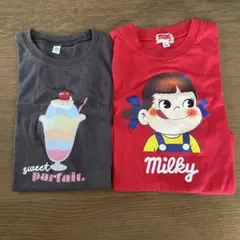 Milky ペコちゃん パフェ柄 半袖Tシャツ 2枚セット　110cmのサムネイル