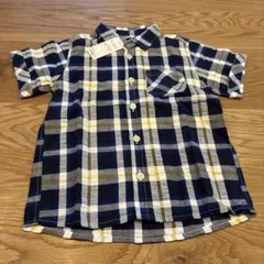 半袖チェックシャツ 120cm ネイビー