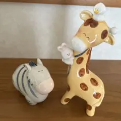 動物 貯金箱2点セット キリン シマウマ インテリア　内藤ルネ　TOKAI