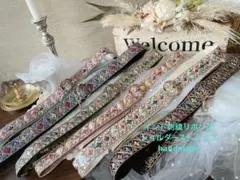 ハンドメイド スマホショルダーストラップ インド刺繍リボン　水色