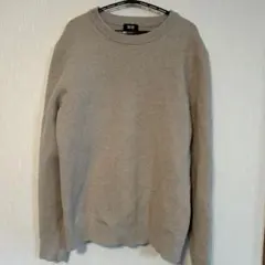 ウォッシャブルストレッチミラノリブクールネックUNIQLO ベージュ S