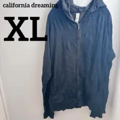california dreaming【XL】ブラック フルジッパー パーカー