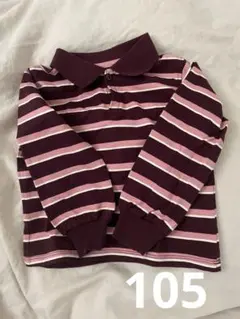 【未使用】H&Mストライプ 長袖ポロシャツ 2-4歳 105相当