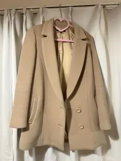 NINA RICCI ウール ダブルコート ピンク ロゴ裏地 - メルカリ