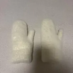 ふわふわ ミトン 手袋 ホワイト