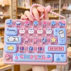 ビッグキーボード キーホルダー ピンク＆ブルーカラー クリッカー　キーボード