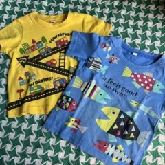 ベビー 95センチ プリント Tシャツ 2枚セット さかな くるまのサムネイル