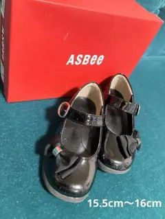 ASBEE リボン付きフォーマルシューズ　ブラック黒