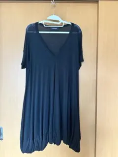 ZUCCa 黒 バルーン裾 薄手ニットワンピース ゆったりM