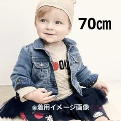 babyGAP デニムジャケット 70㎝(6-12ヵ月)ブルー ドット裏地付