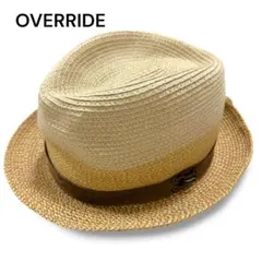 美品 override 中折れハット ストローハットペーパー 57 軽量 通気性