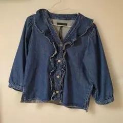 ZARA デニムフリルブラウス - メルカリ