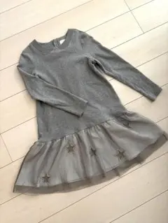 ケイトスペード グレー 星刺繍 フリル ワンピース 長袖　150 子供服