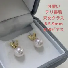 美品！大人気 テリ最強 オーロラ天女 約8.0mmダイヤピアス K18金